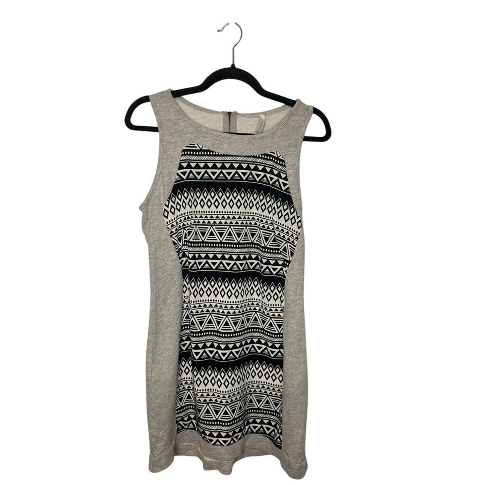 Paper Crane Womens Gray Tribal Print Racerback Dress Made in USA Size Medium